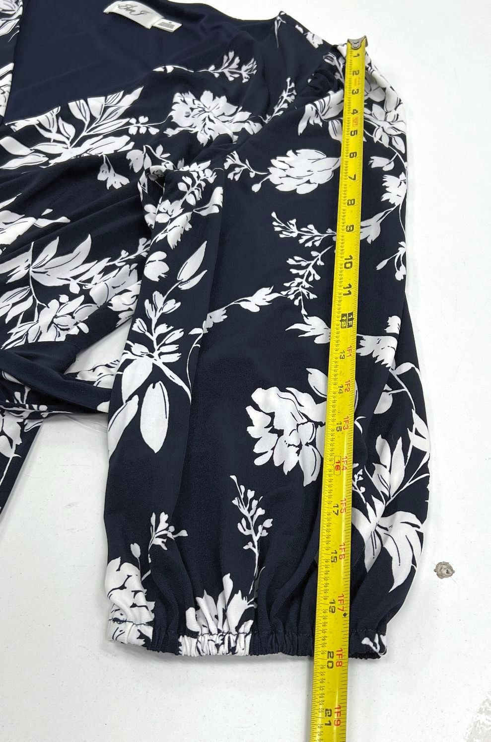 Eliza J NWT Navy White Floral High Low Faux Wrap Ruffle Dress Women's 16