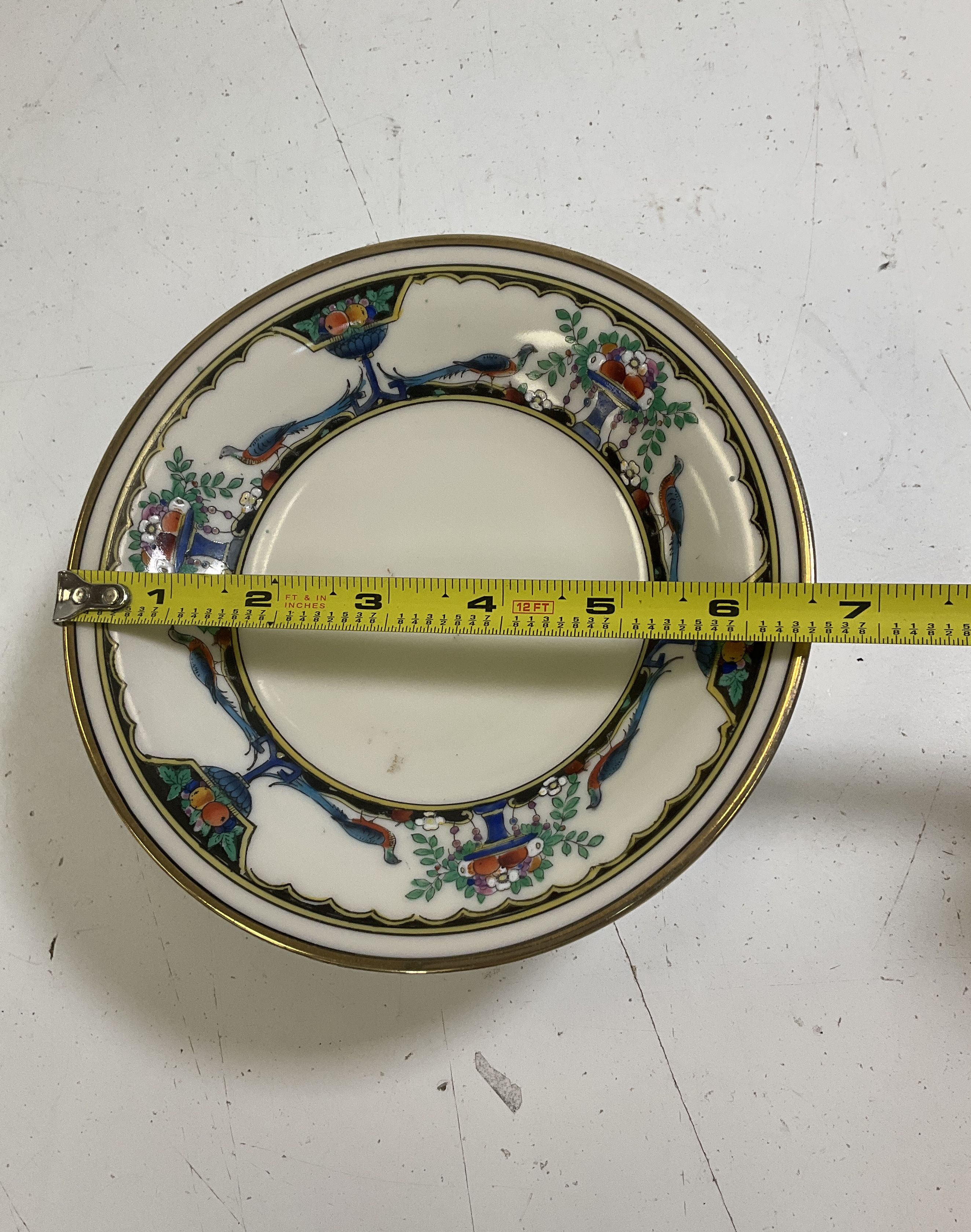 Vintage Noritake Pedestal Plate Hand Painted Birds Gold Trim 7" Made in Japan