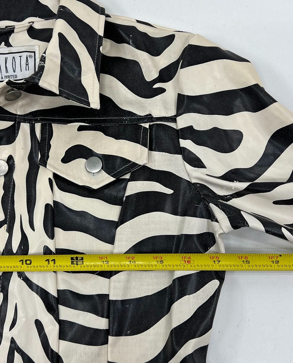 Vintage Y2K BB Dakota Zebra Print Faux Leather Distressed Jacket Womens L