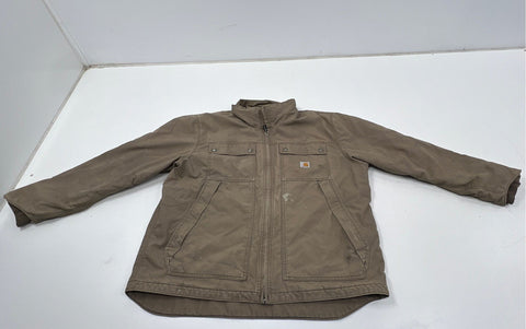 Carhartt Quick Duck Canvas Full Zip Work Jacket Brown Sz XL