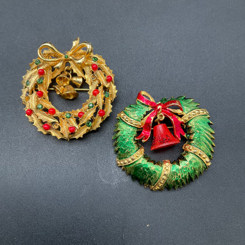 Vintage Christmas Holiday Brooches Lot 12 Signed Tancer Art Kmart Enamel Pins