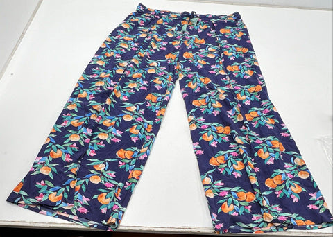 Sunshine 79 Women's Wide Leg Pants Navy Citrus Floral Print NWT XL