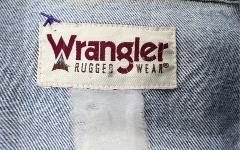 Vintage 90s Wrangler Rugged Wear Denim Trucker Jacket Indigo Blue Sz XXL