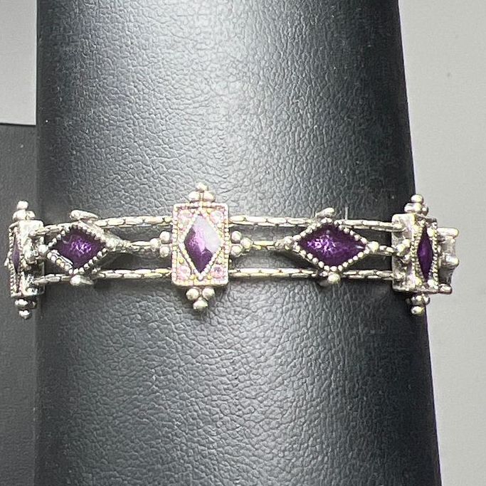 Napier Purple Enamel Silver Tone Bracelet