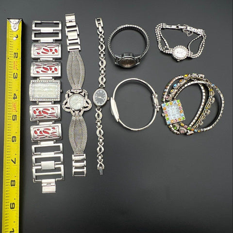 Vivani Narmi Stellaris Vintage Modern Silver Tone Women's Watch Jewelry Lot of 7