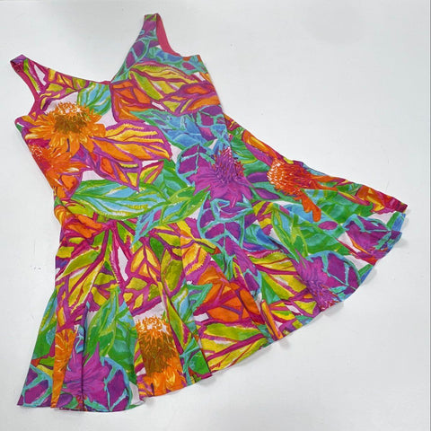 Lauren Ralph Lauren Women's Dress Multicolor Floral Tropical Pleated Sz 12P