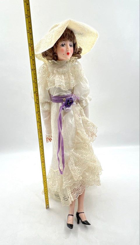Porcelain Doll Zanini Zambelli Victorian Italian Bisque 19 Inch Lace Dress Hat