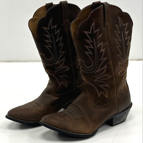Ariat Heritage Western R-Toe Brown Leather Cowboy Boots Women's Size 9.5 B