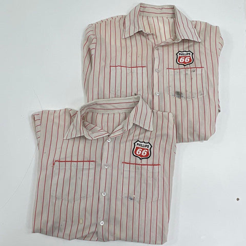 Vintage 70s Lot of 2 Phillips 66 Gas Station Uniform Button Up Work Shirts