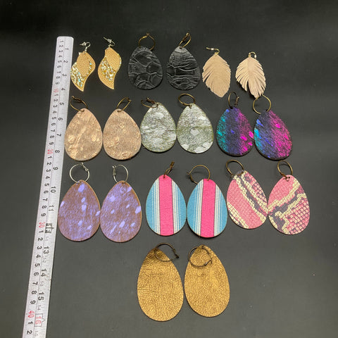 10 Pairs Faux Leather Teardrop Earrings Lot Contemporary Boho Fashion Styles