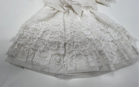 Vintage 90s Merry Girl Girls White Lace Tiered Party Dress Sz 6x Made in USA
