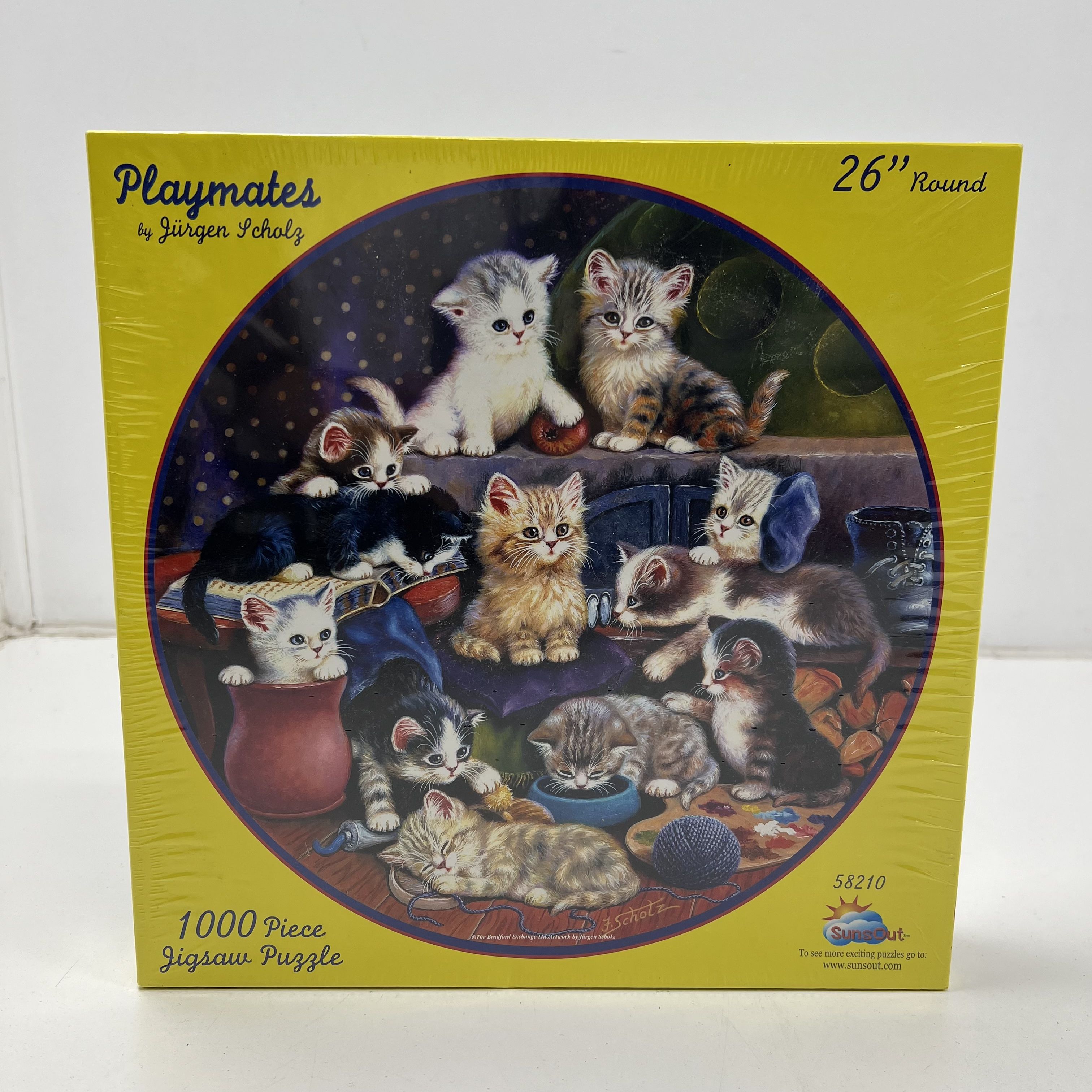 SunsOut Playmates by Jürgen Scholz 1000 Piece Round Puzzle 26" #58210 New Sealed