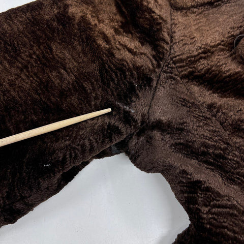 Vintage 70s Davis of Boston Women's Brown Faux Fur Double Breasted Jacket Sz 10
