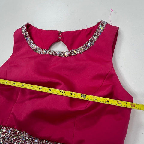 Dandan Li NWT Women's Pink Romper Maxi Overlay Gown Floral Beaded Formal