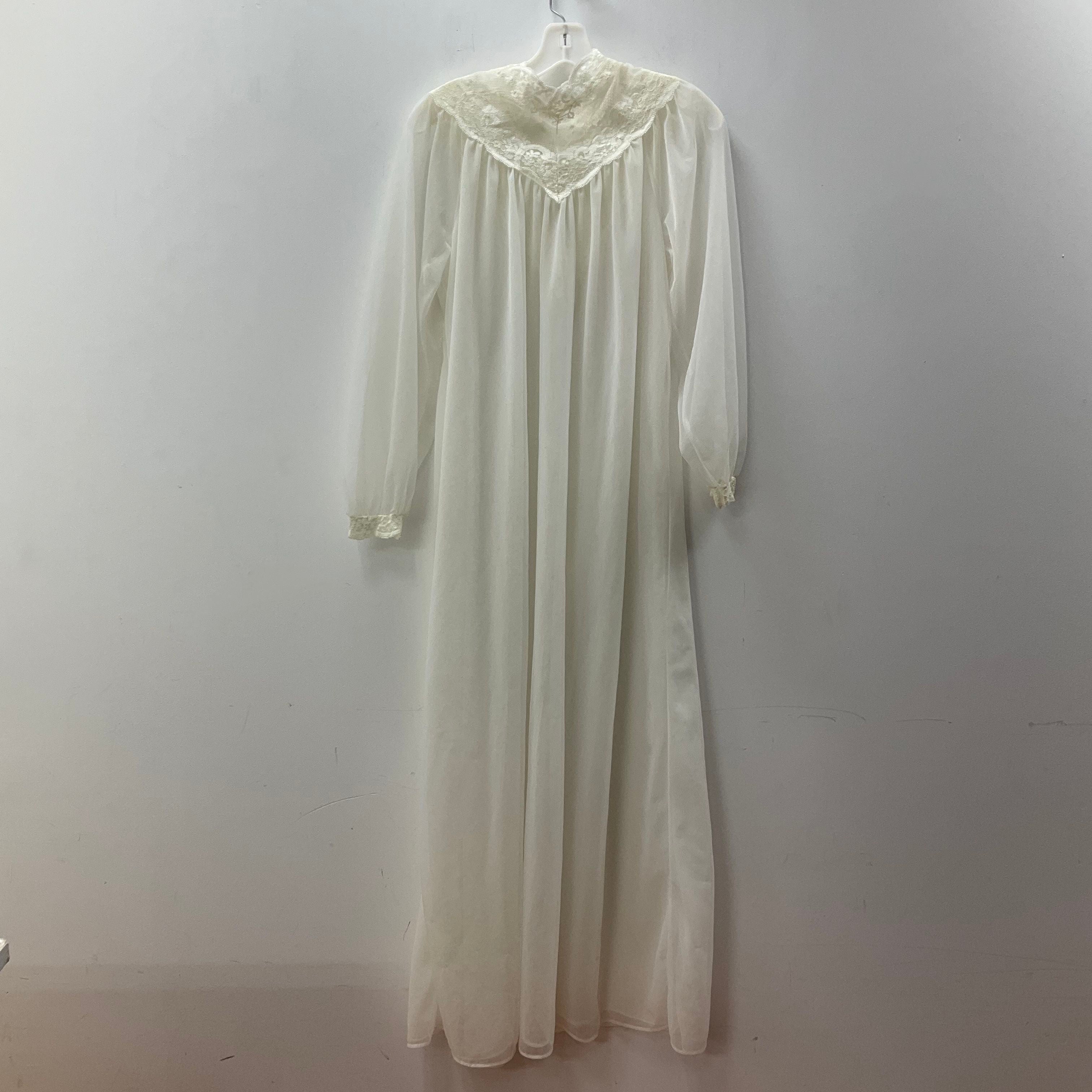 Vintage 70s Miss Elaine Sheer Lace Peignoir Robe ILGWU Made in USA Womens M