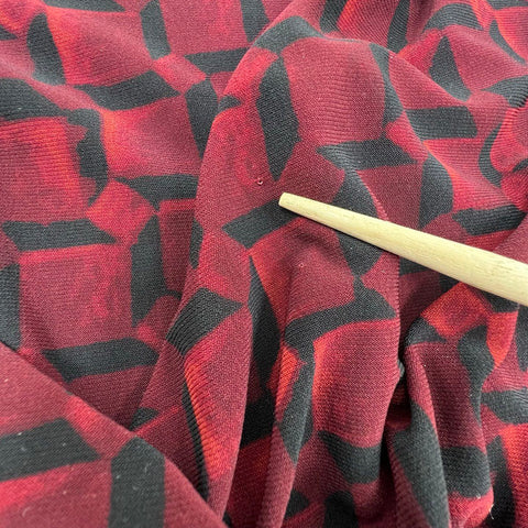 Lauren Ralph Lauren Women's Dress Red Black Geometric Faux Wrap Sheath Sz 2