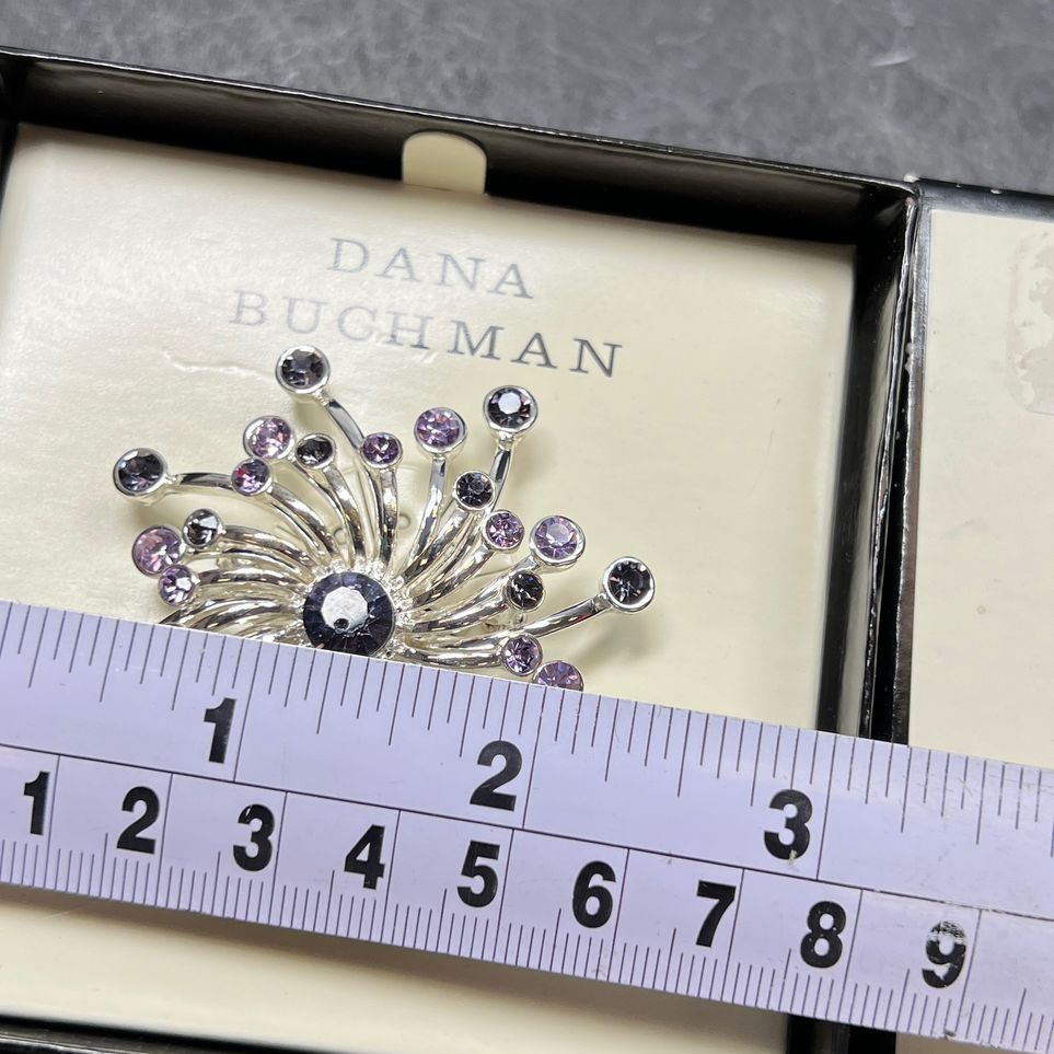 Dana Buchman Purple Rhinestone Snowflake Brooch NIB