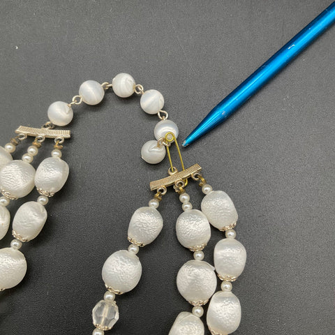 Vintage Costume Jewelry Lot 3 Rhinestone Faux Pearl AB Crystal Fringe Necklaces