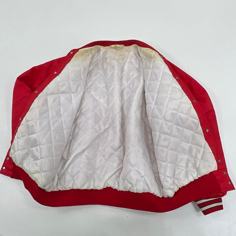 Vintage 80s Nebraska Huskers Quilted Satin Bomber Jacket Tackle Twill Sz XXL