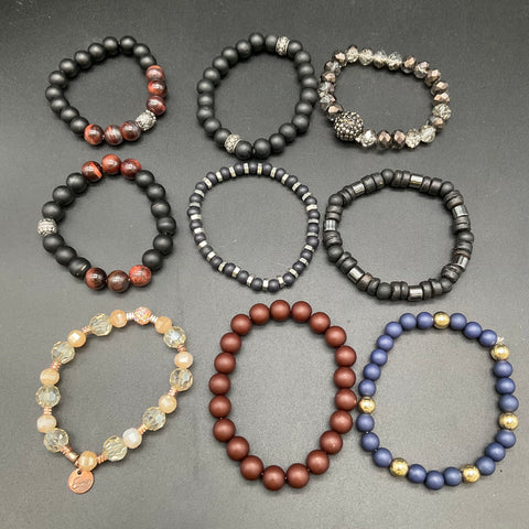 Rustic Cuff & Mixed Fashion Costume Jewelry Lot of 19 Beaded Stretch Bracelets