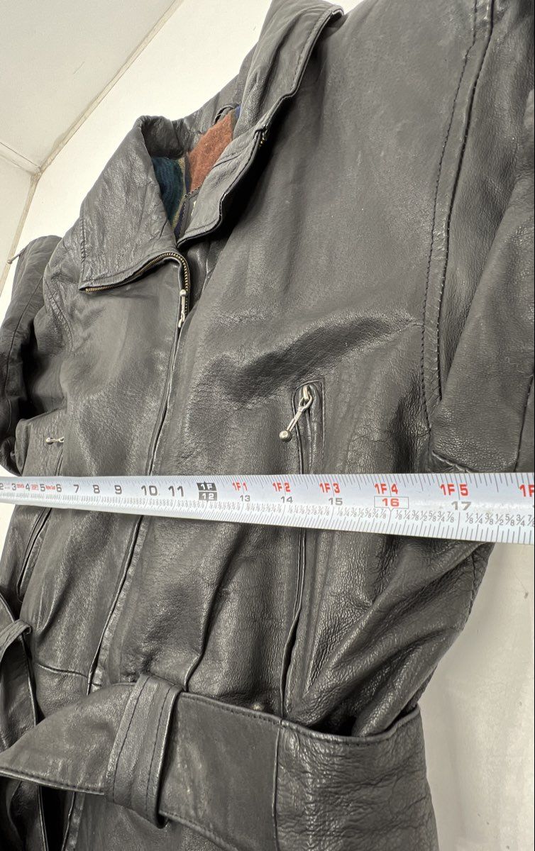 Vintage 90s New Age Collection Belted Leather Jacket Blanket Lined