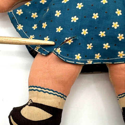 Collectible Cloth Doll Lot Vintage Printed Fabric Boy & Girl 2 Pieces 11 Inch
