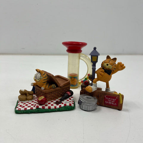 Vintage Garfield Figurine 3 Pc Lot Danbury Mint Gourmet Serenade Rattle 80s 90s