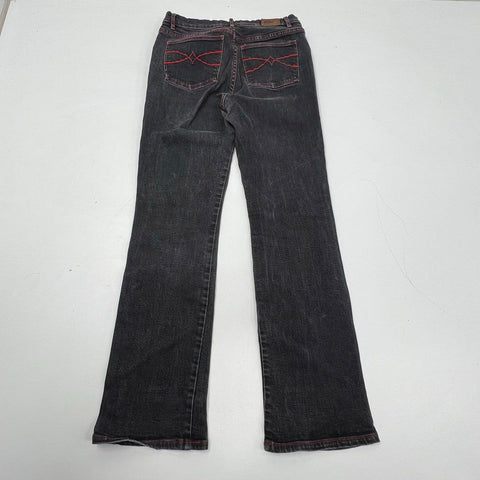 Vintage Y2K FUBU Women's Black Red Stitch Bootcut Jeans Size 11/12