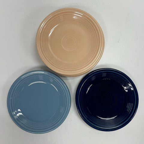 Homer Laughlin Fiesta Salad Plate 10pc Set Cobalt Periwinkle Apricot Modern