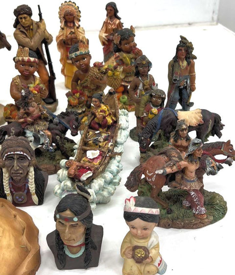 Vintage Lot Castagna Resin Figurines Native American Western Cowboy 1990s