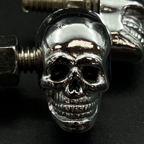 Lot of 6 Skull License Plate Bolts Chrome Custom Biker Motorcycle Car