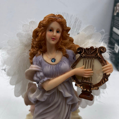 Christmas International 14" Fiber Optic Angel Handpainted Resin Harp Working