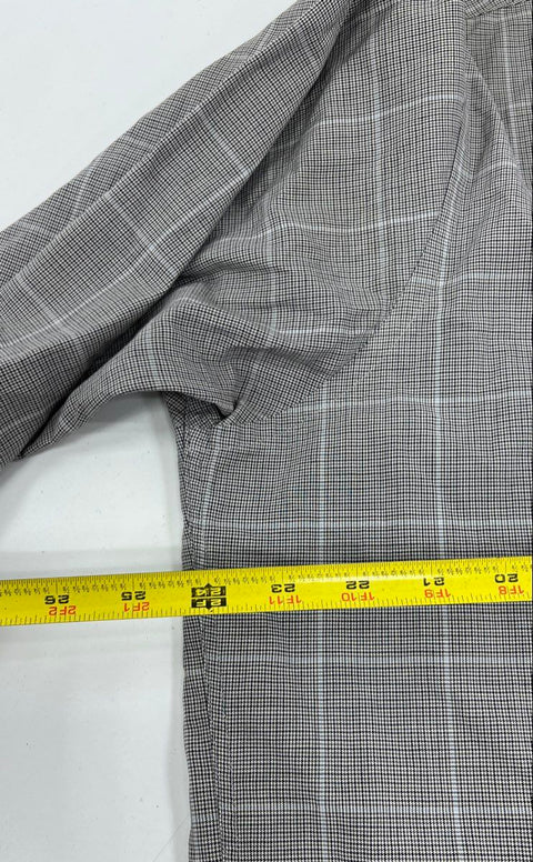 Vintage 90s Burberrys Men's Gray Plaid Houndstooth Cotton Button Up Shirt USA L
