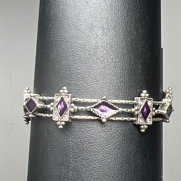 Napier Purple Enamel Silver Tone Bracelet