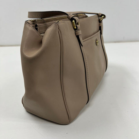 Coach Taupe Leather Peyton Jordan Double Zip Satchel Handbag F25669