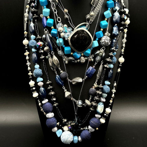 Vintage to Modern Costume Jewelry Lot 2.5 Lbs Beaded Fashion Necklaces Boho
