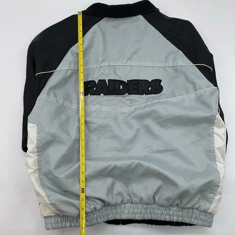 NFL Raiders Men's Reversible Fleece Windbreaker Jacket Black Gray Sz XL
