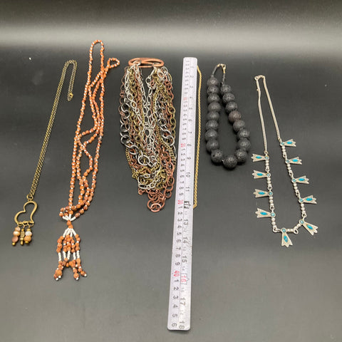 Vintage to Modern Costume Necklace Lot of 6 Southwestern Multi Chain Beaded