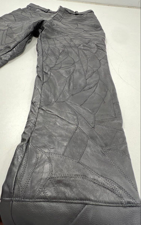 Vintage 90s Navarre Leather Co Men's Black Patchwork Genuine Leather Pants