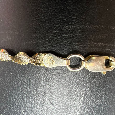 Sterling Silver Two tone Twist Chain Bracelet 2.7g