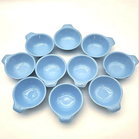 Homer Laughlin Skytone 10 Piece Set Blue Lugged Fruit Cereal Bowls Vintage 1955