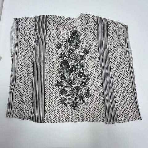 NWT Max Studio Black White Floral Star Print Kimono Cardigan Womens L
