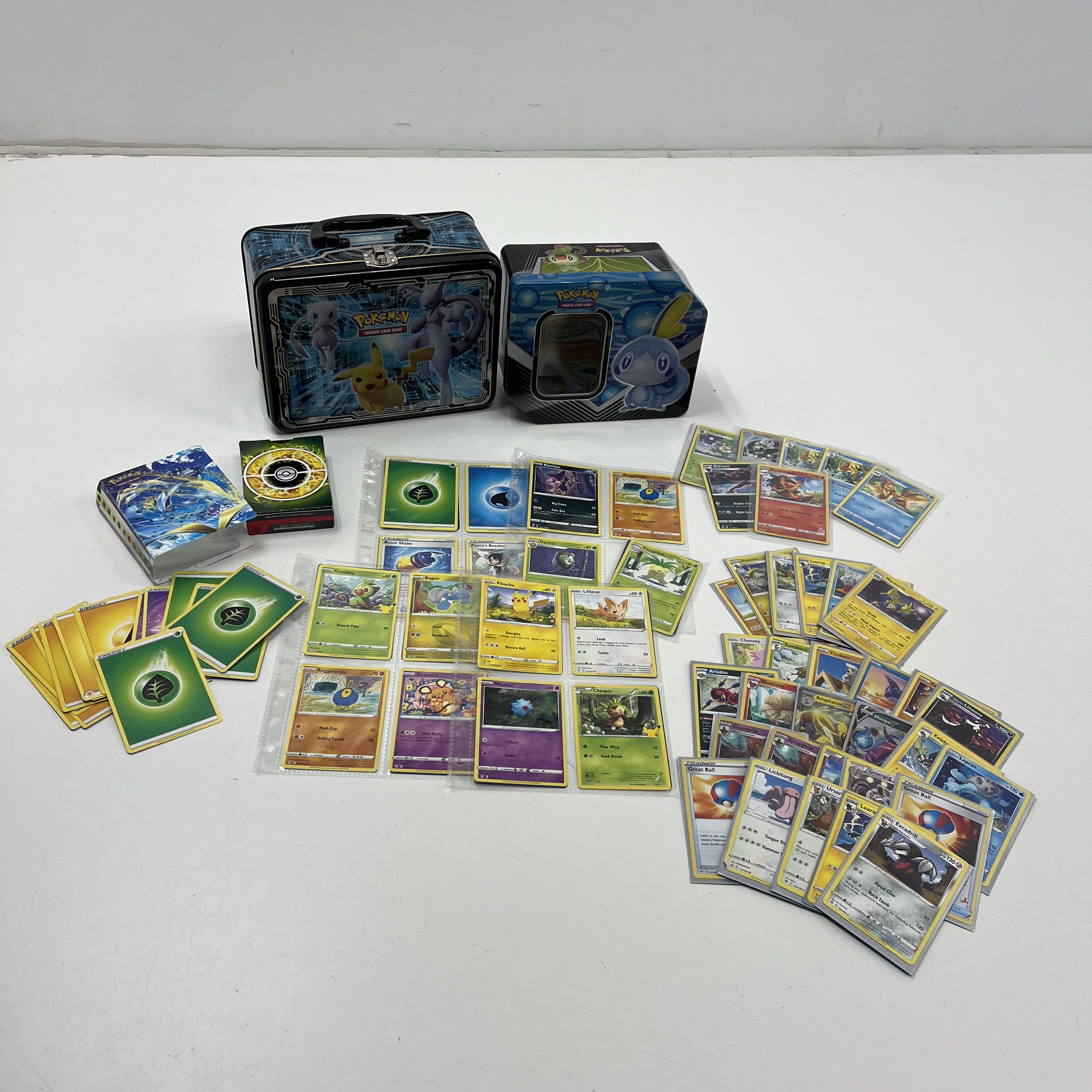Pokemon Card Lot Modern Holo Hoopa V with 2 Tins Collector Chest & Binder