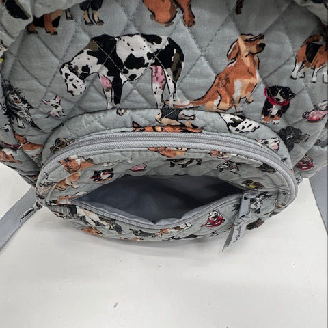 Vera Bradley Best in Show Dog Print Gray Quilted Cotton Mini Backpack