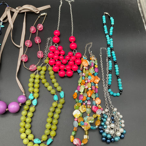 Wearable Costume Jewelry Lot of 12 Necklaces Beaded Statement Boho Styles