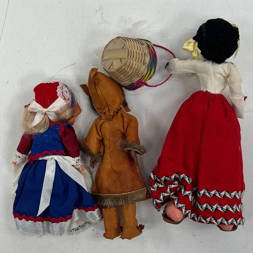 Vintage Lot of 3 International Cultural Souvenir Dolls 7-10" Oaxaca Mexico