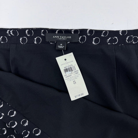 Ann Taylor Women's Black White Circle Print Pencil Skirt NWT Size 8