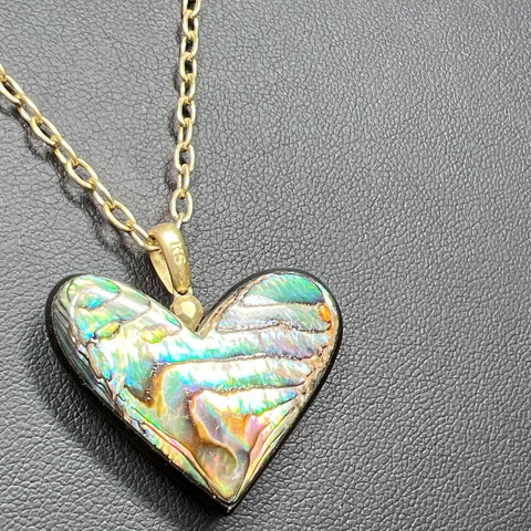 Kendra Scott Abalone Heart Pendant Gold tone Necklace 13.52g