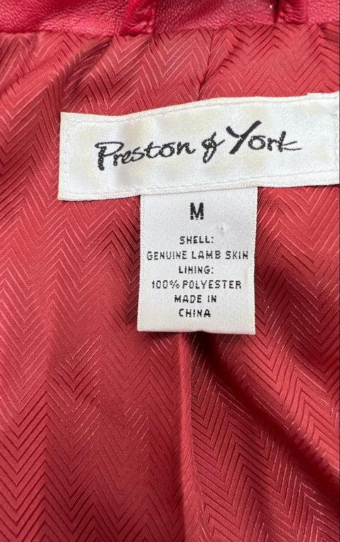 Preston & York Women's Red Genuine Lamb Skin Leather Blazer Jacket Sz M