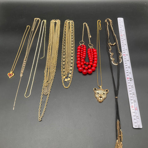 Fashion Necklace Jewelry Lot of 8 Gold Tone Silver Tone Leopard Heart Tassel
